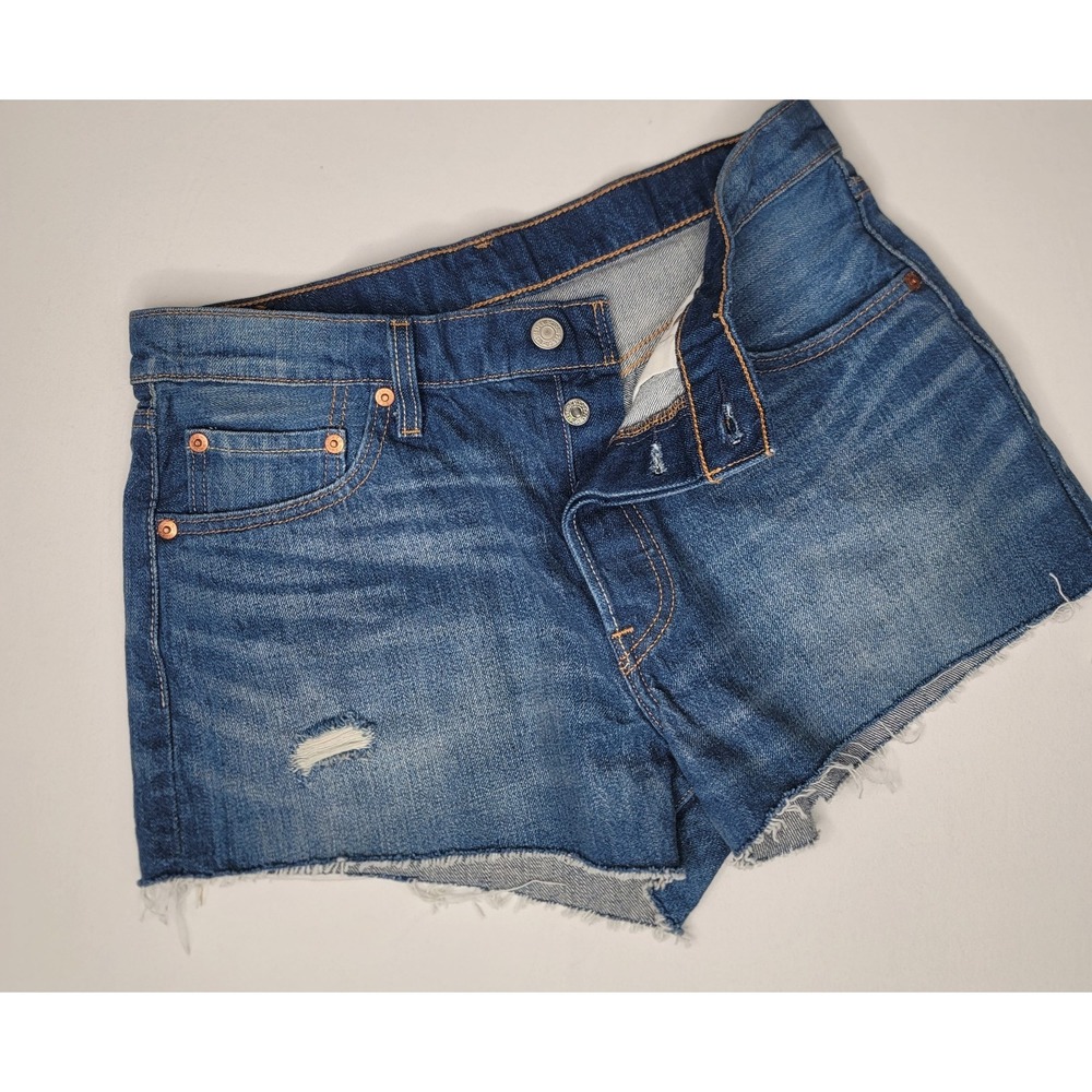 Levi's 501 Button Fly Cutoff Denim Shorts Womens 28 Distressed